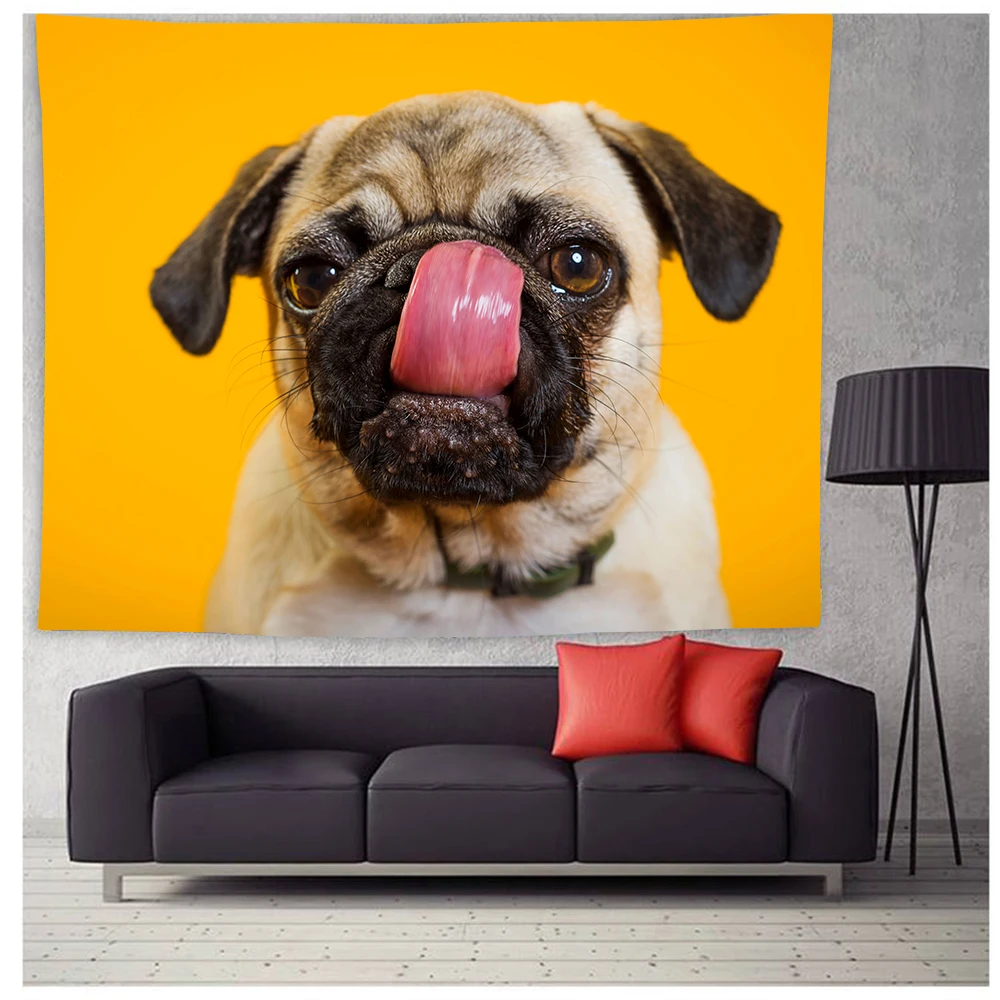 3D Animal Printed Tapestry Home Decor Cute Dog Wall Hanging Bedroom Blanket Background Cloth for Living Room Dorm | Дом и сад