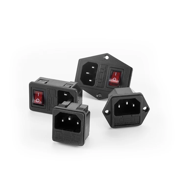 1 шт. 10A 250VAC 4 Pin IEC320 C14 входной разъем гнездо питания переменного тока с красная