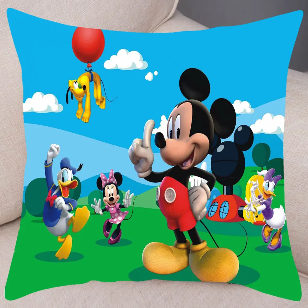 

Наволочка из мультфильма Disney, 45 х45 см, наволочка с принтом Микки Мауса, персиковая кожа, наволочки для дивана, подарок, украшение для дома
