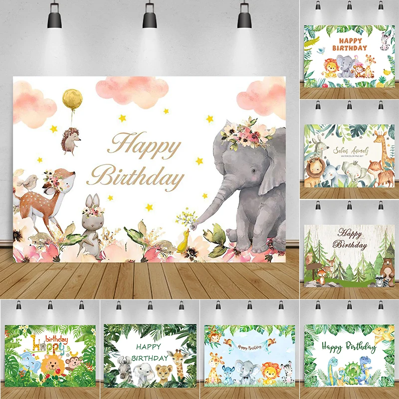

Custom Tropical Jungle Safari Wild One Newborn Baby Birthday Party Photozone Family Shoot Photography Backdrop Photo Background