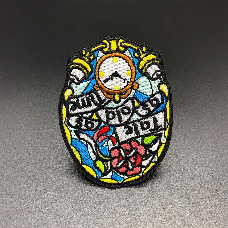 

Time clock creative Embroidered Iron On Patches Sewing Applique Jacket Backpack Clothing accessories badge cap badge Decoration