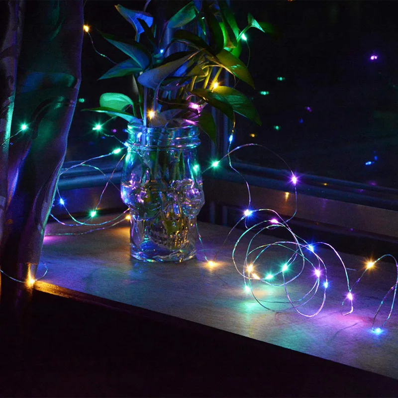 Гирлянда светодиодная 1-3 м с медной проволокой на батарейках 3AA | Дом и сад