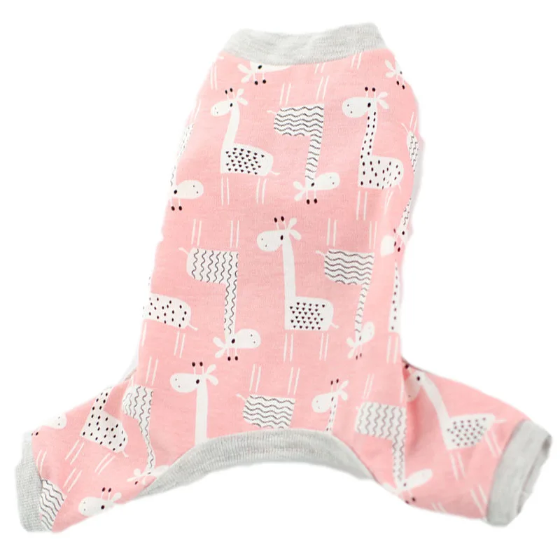 Розовая Хлопковая пижама для маленьких собак милая одежда с принтом жирафа