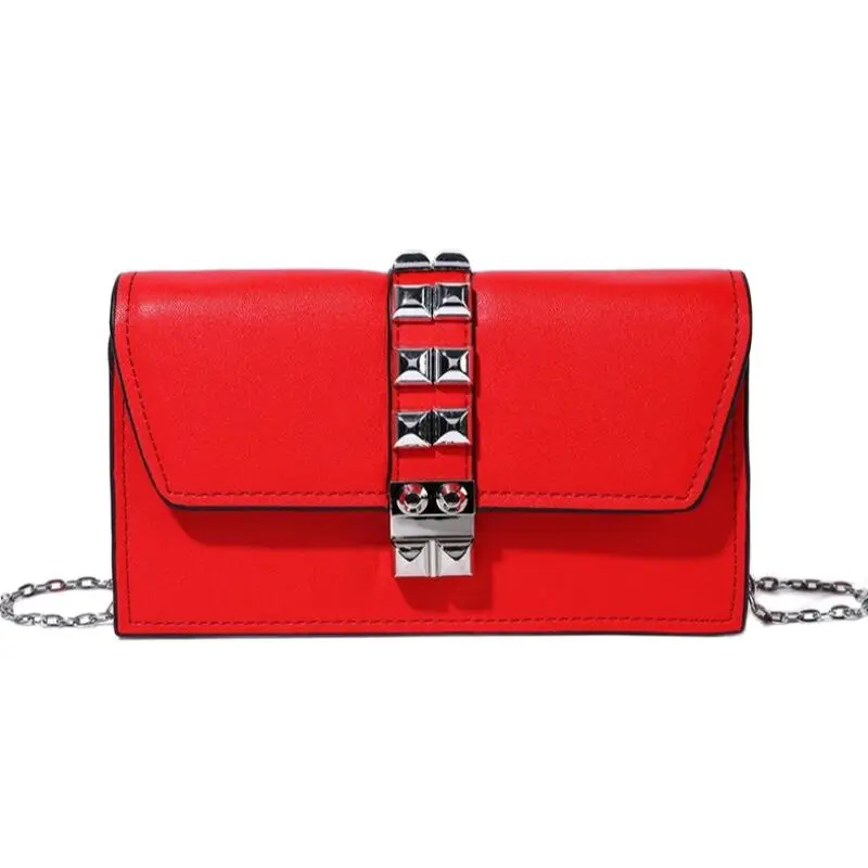 Модная дамская сумка мессенджер с заклепками Классическая маленькая квадратная