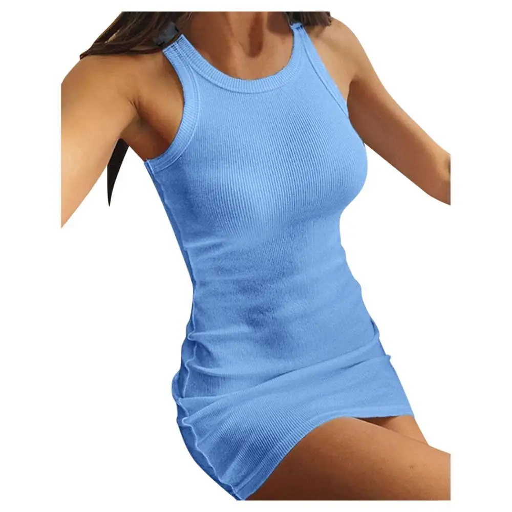 Летние женские сексуальные бедра однотонные тканевое платье с О образным