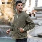 Мужская куртка-бомбер на молнии KUEGOU, Черная бейсбольная куртка-бомбер в стиле пэчворк, осень 2022
