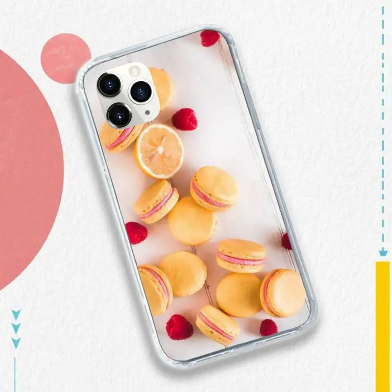 

Dessert ice cream Macaron Food Phone Case Transparent soft For iphone 5 5s 5c se 6 6s 7 8 11 12 plus mini x xs xr pro max