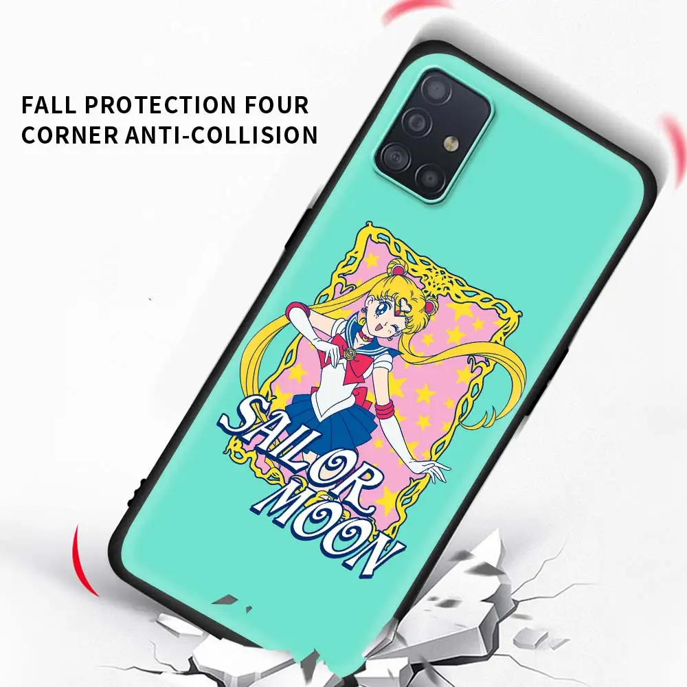 

Cate Sailor Moon Phone Case for Samsung A51 A71 A91 A21s A30 A42 5G A50 Funda A02s A7 2018 Soft Cover Back Coque Capa Shell Cell