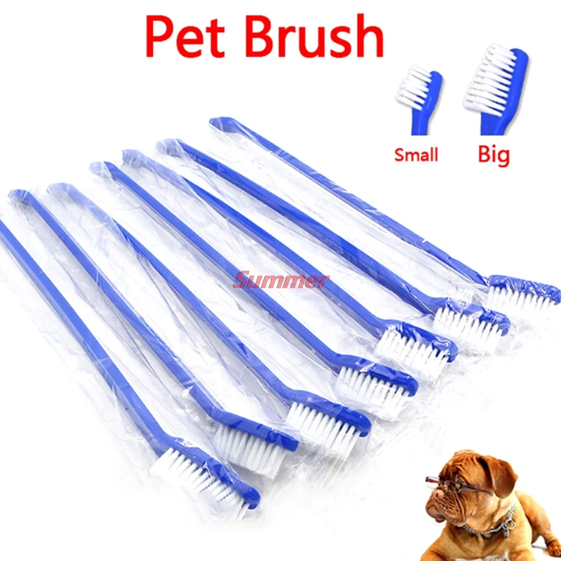 

New 1Pc Dog dual-end toothbrush pet oral dental brush helps reduce plaque Super Soft Pet Dog Brush Bad Breath Tartar Teeth Tool