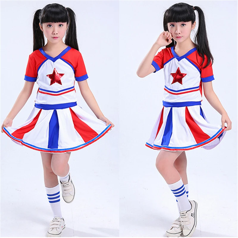 Style 2 Boy Gril Student Cheerleader Teenagers School Uniform Skirt Kid Dance Costume Gymnastics Children Performance Clothing 110-160CM - Цвет: Style 2