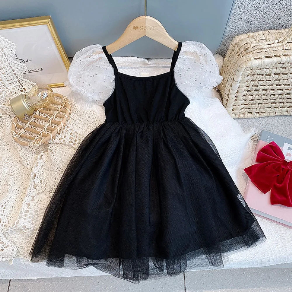 

Girls Dress Baby Girl Sequins Party Wedding Gown Black Dress Children Girl Princess Elegant Birthday Party Costumes Dress