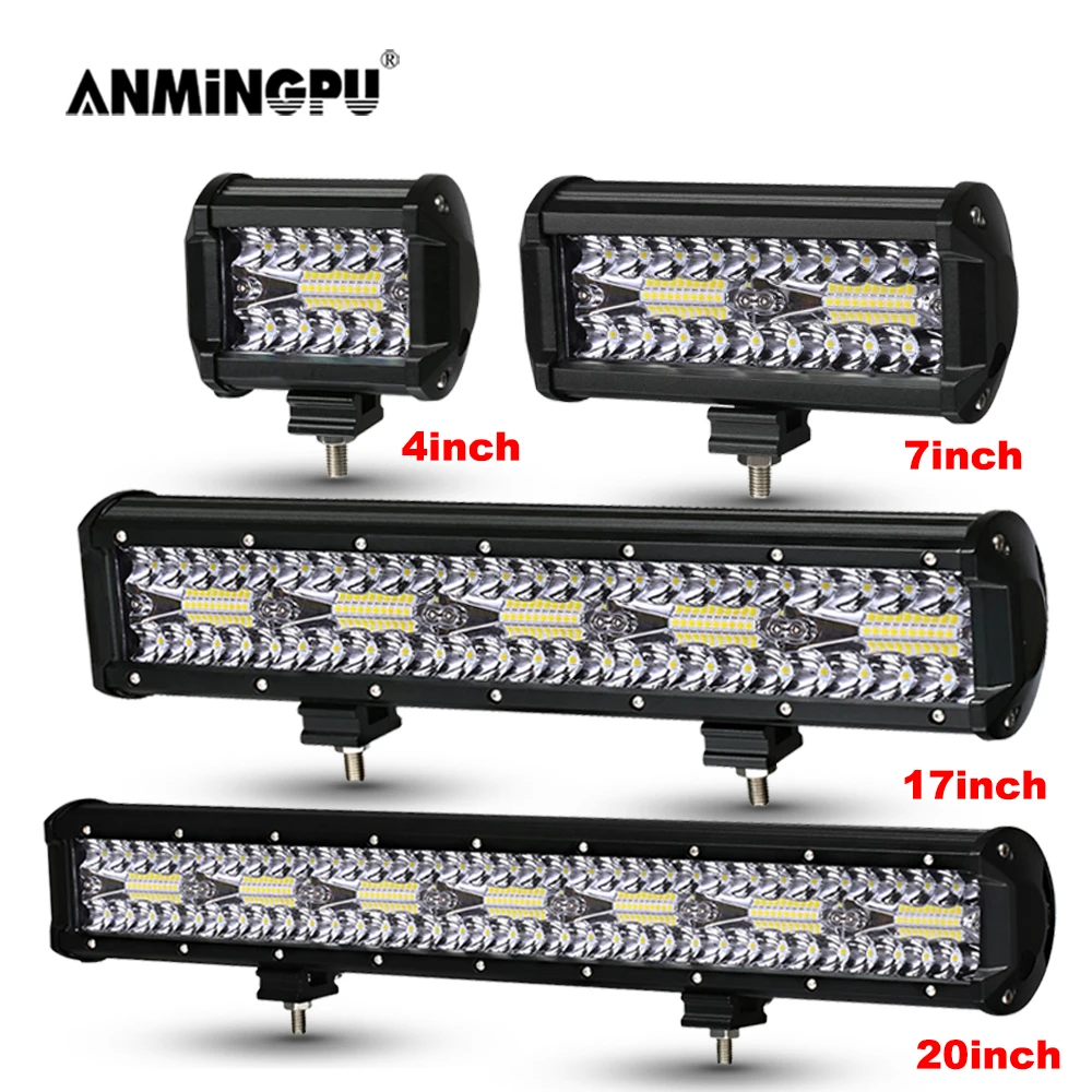 ANMINGPU 4 20 дюймов внедорожный светодиодный бар 12V 24V комбо светильник бар/рабочий