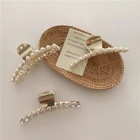 Заколка для волос с крупными металлическими зажимами женская, элегантная Роскошная заколка с кристаллами и жемчугом, геометрический дизайн, модные аксессуары для волос