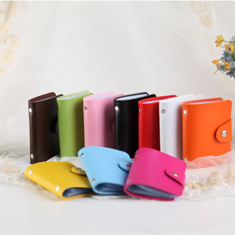 Женский и мужской держатель для кредитных карт из искусственной кожи на застежке