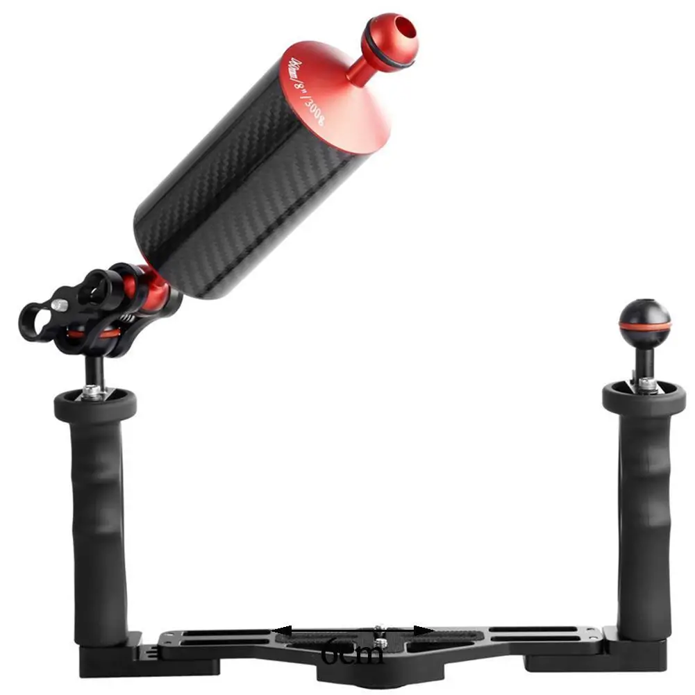 8/10 inch Carbon Fiber Float Buoyancy Aquatic Arm Double Ball Floating Mount for Diving Camera Underwater Tray