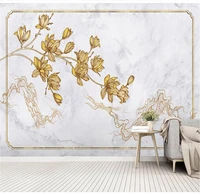 modern fashion hand painted flower marble moire landscape background wall custom wallpaper 8d waterproof wall covering