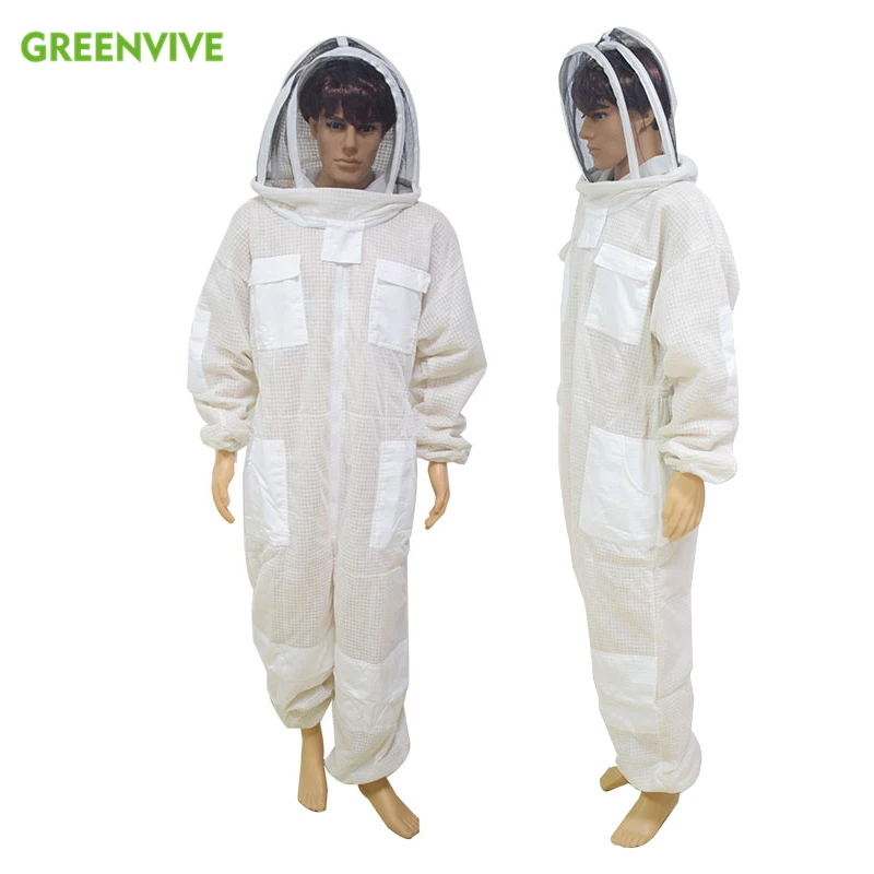 Breathable Ultra Breeze Ventilated 3-layer Vented Professional Bee Suit with Veil Safety Veil Hat Dress All Body Beekeeping Gear