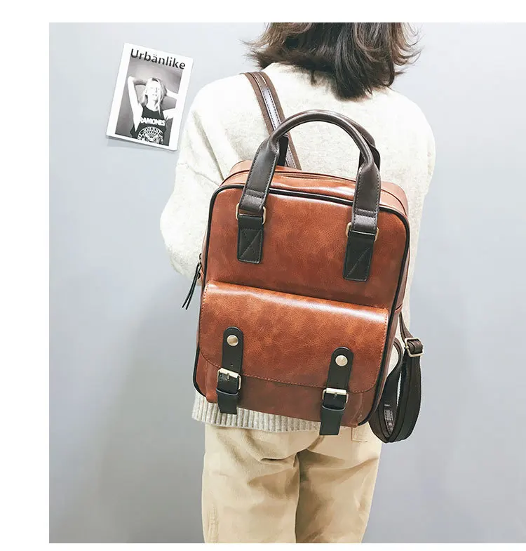 Beibaobao модный рюкзак Mochila Feminina с защитой от кражи, школьные сумки, водонепроницаемые дорожные винтажные рюкзаки для ноутбука, коричневый кожаный большой женский рюкзак