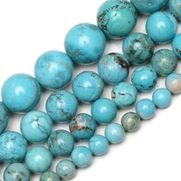 wholesale natural stone beads blue turquoises round beads for jewelry making 15 5 inches pick size 234681012mm
