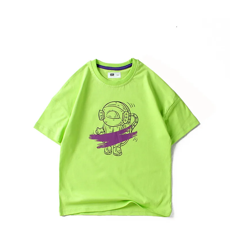 

2021 Summer Children Clothes Shirts Boys Cartoons Astronaut Printing T-Shirt Kid Tops For 5-14 Years Short Sleeve Cool Tee