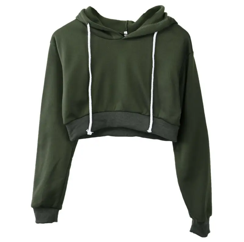 New Fashion Women Hoodie Sweatshirt Short Jumper Crop top Coat Sports Pullover Tops Casual Streetwear