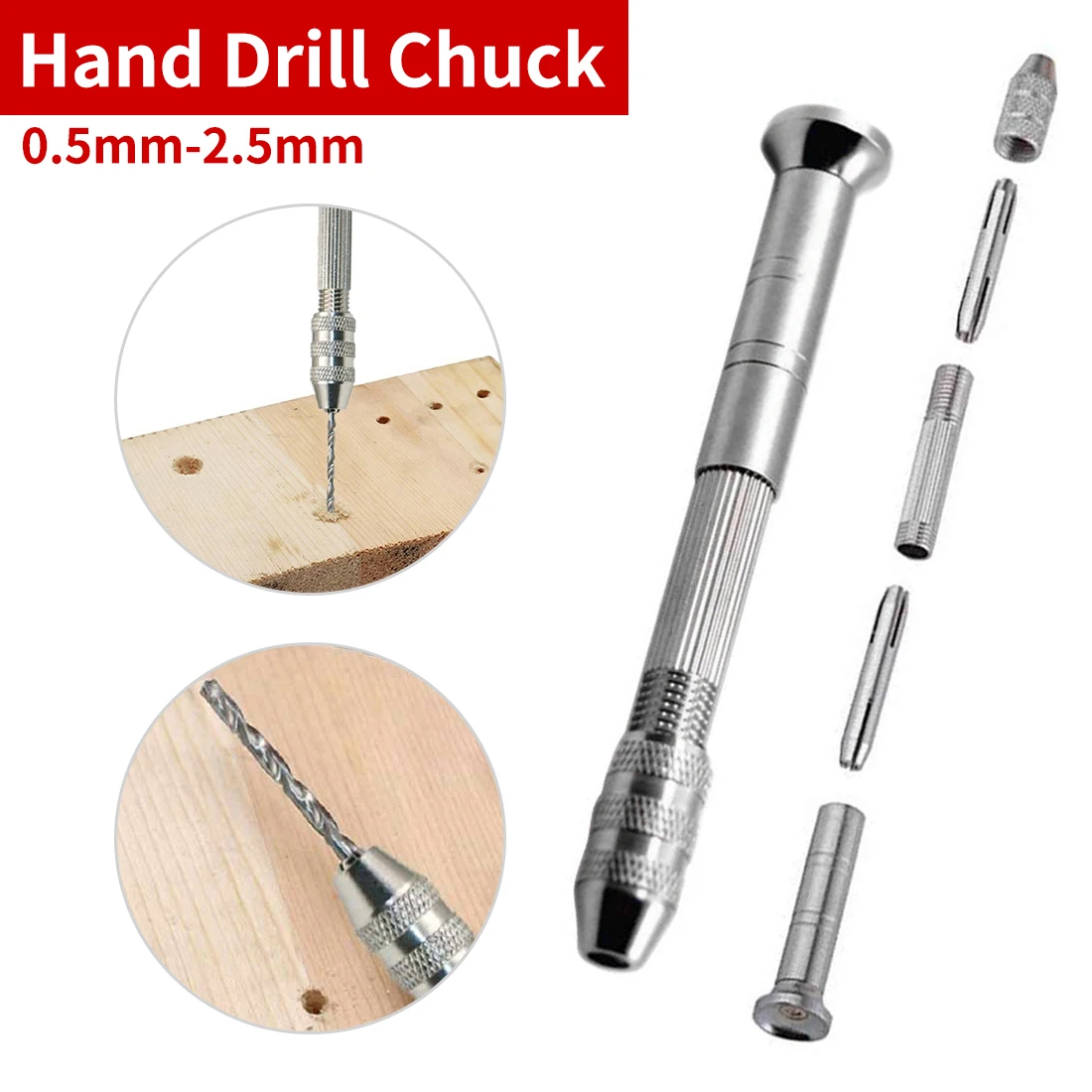 

Clamping 0.5-2.5mm Mini Aluminum DIY Carving Wood Jewelry Tool Precision Manual Hand Drill Chuck Micro Drill Bit