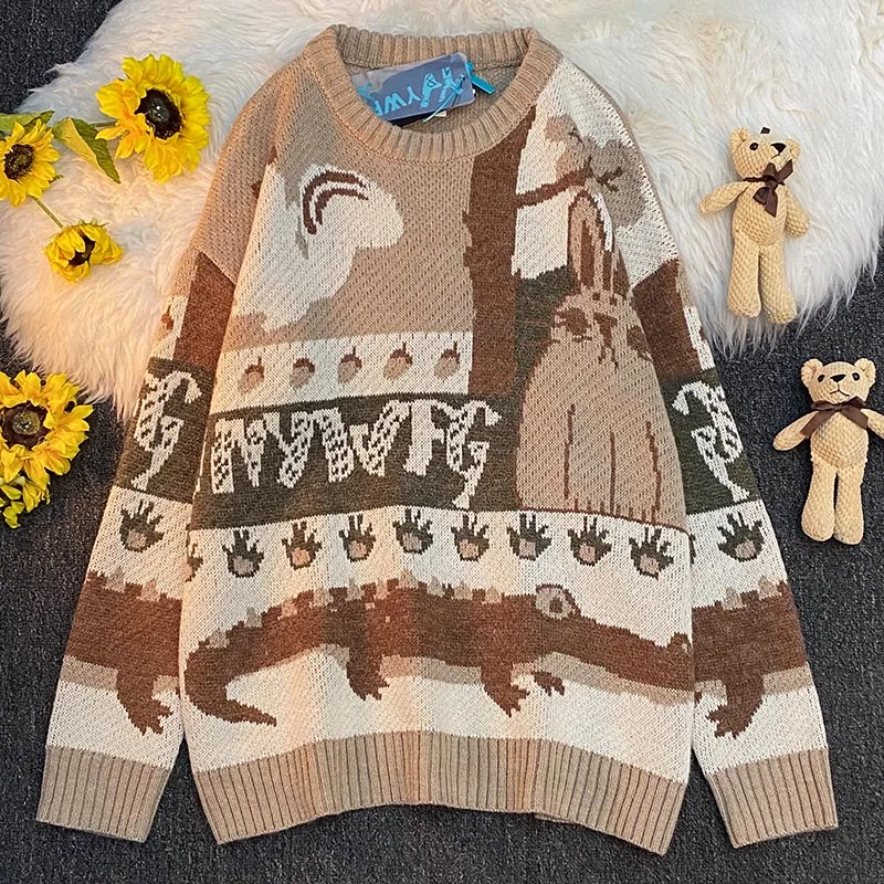 

Свитер мужской осенне-зимний плотный свободный облегающий с круглым вырезом в японском ретро-стиле