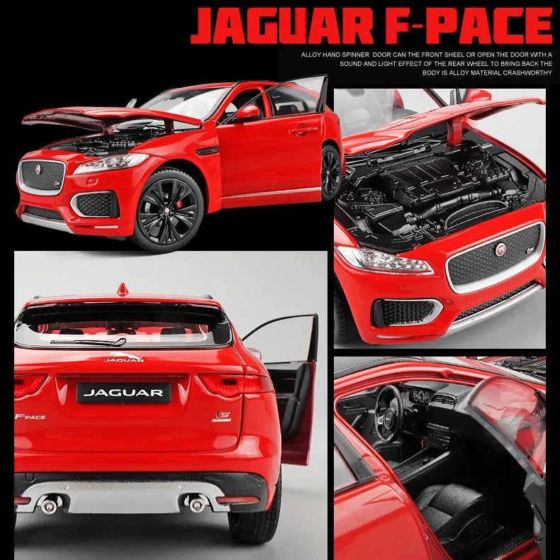 Внедорожник Welly 1:24 JAGUAR F Pace модель автомобиля из красного сплава Литые и