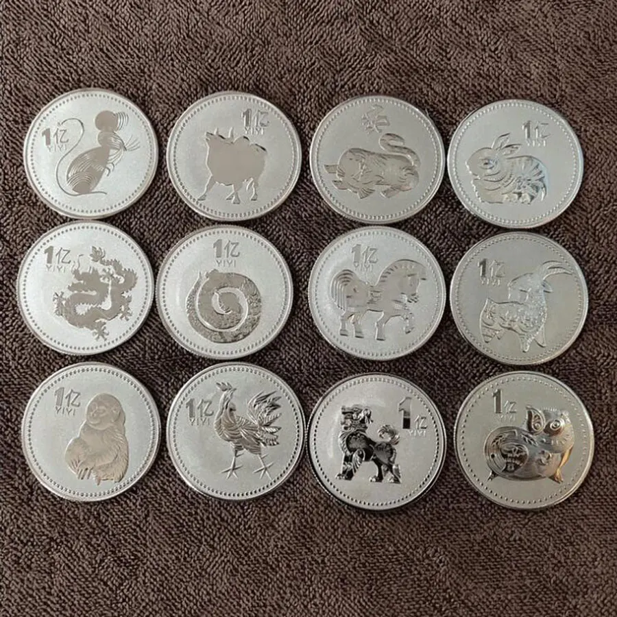 

12 Zodiac Commemorative Medallions Coins Souvenir Coin Home Decoration Antique Gifts Commemorative Coin Animals Coin Collection