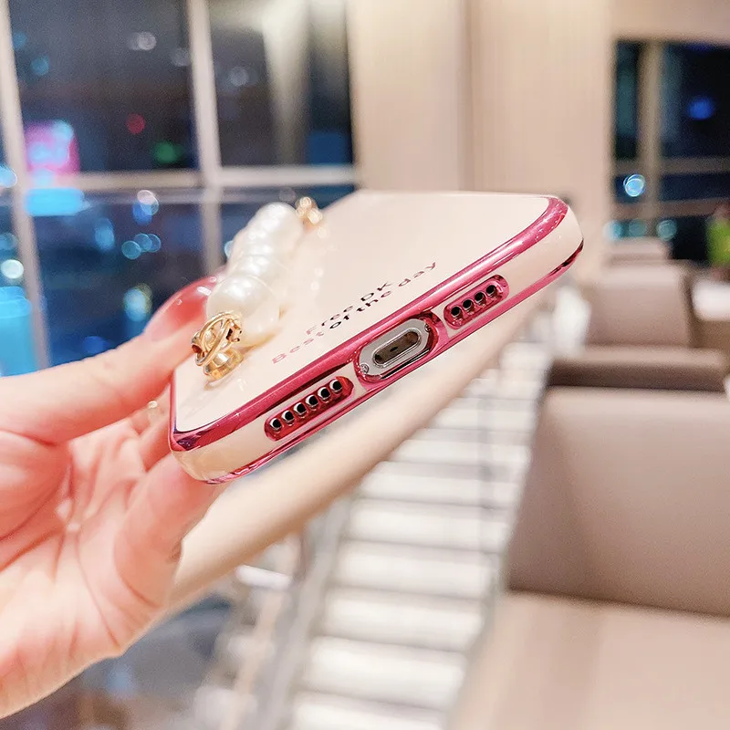

ins electroplating pearl chain suitable for iphone12/11Pro Max mobile phone case female apple mobile phone case tide