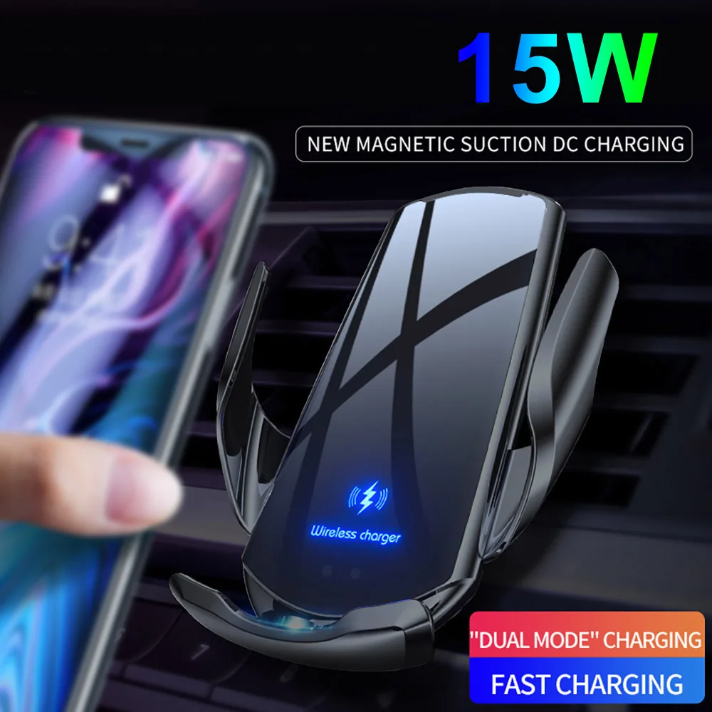 15W Fast Car Qi Wireless Charger for iPhone 13 12 11 Pro Max XS XR X 8 Magnetic Automatic Infrared Sensor Air Vent Phone Holder