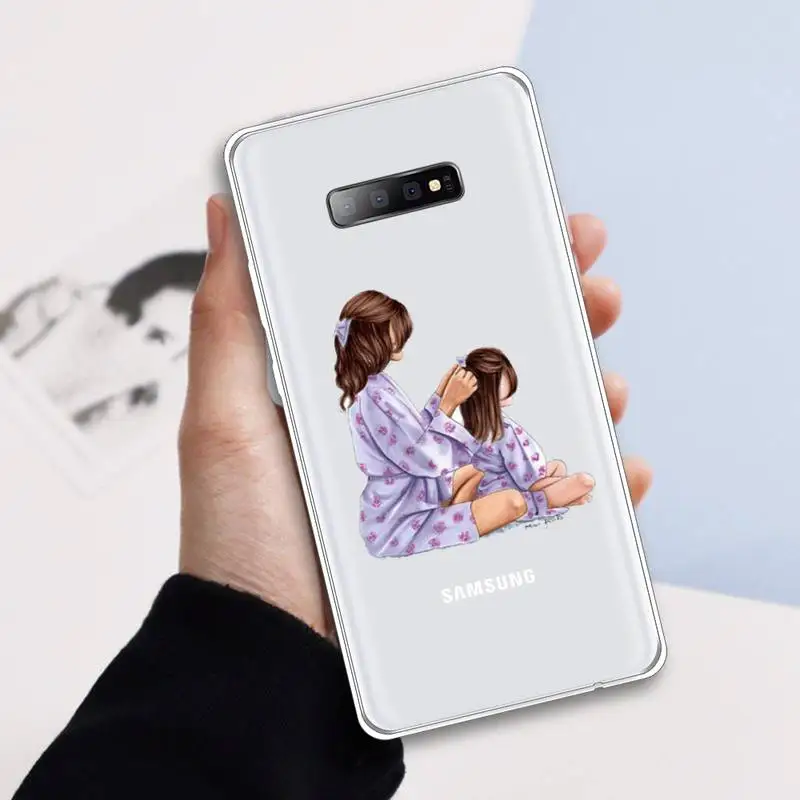 

Mom and baby Phone Case Transparent For Samsung Galaxy A71 A21s S8 S9 S10 plus note 20 ultra