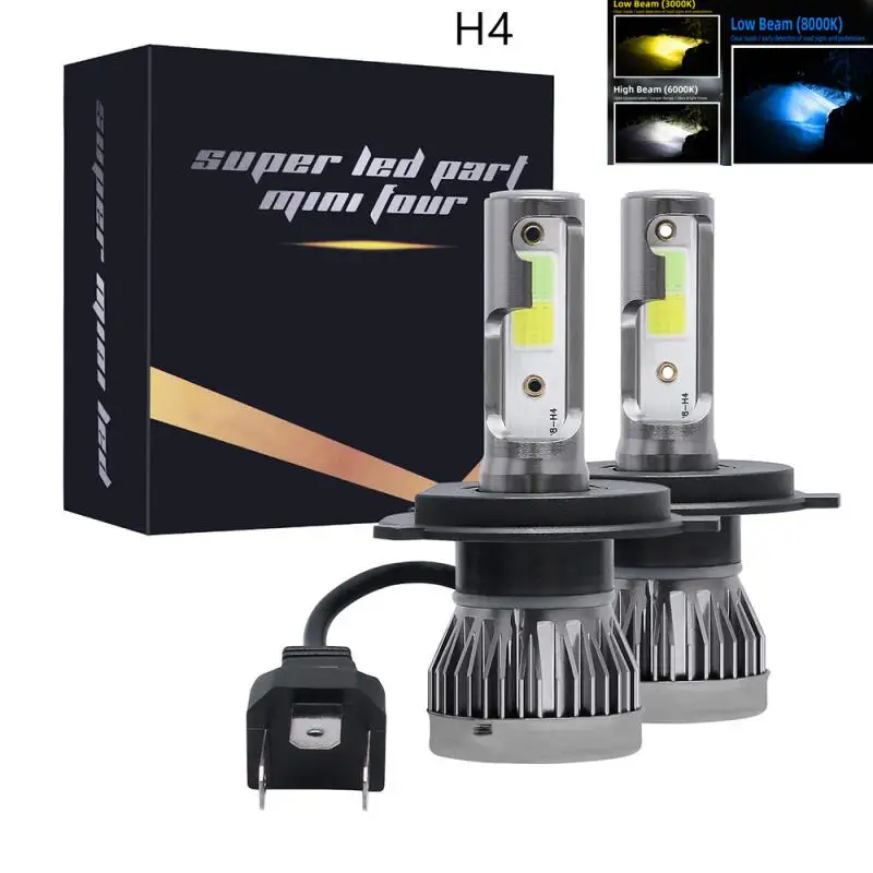 

Комплект для переоборудования светодиодных ламп H4 9003 HB2, COB, Ближний/Дальний свет, 120 Вт, 6000 лм, высокая мощность 3000K, белый + K, желтый/синий свет