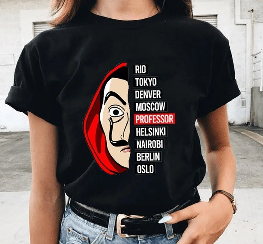 

la casa de papel hits the US drama paper money house heist ladies T-shirt