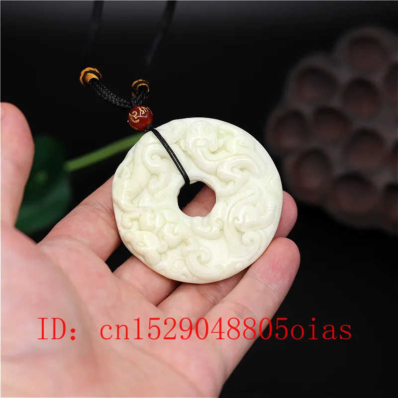 Ожерелье из натурального белого зеленого китайского нефрита дракона тигра