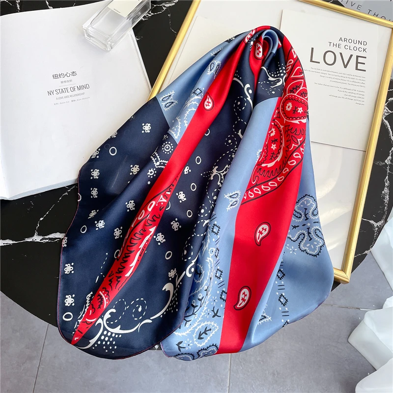 

New Silk Scarf Lady Hair Square Shawl Print Bag Scarves Head Wraps for Women Bandana Neckerchief Fashion Female Hijab Summer