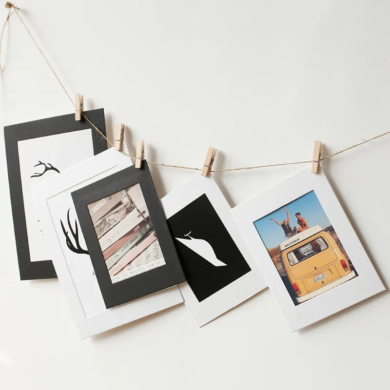 DIY фоторамка бумажная настенная подвесная + веревка клипсы Набор для семейной