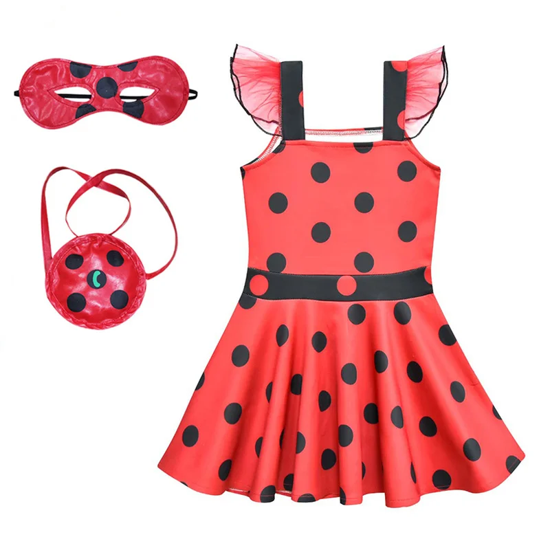 Костюм для девочек с божьей коровкой на Хэллоуин коровки Детское платье