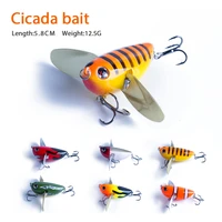 1pcs 58mm 12 5g simulation of cicada fishing lures popper floating hard wobblers bait metal blade wings artificial lures