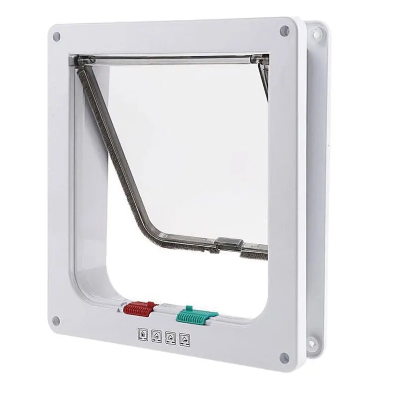 

Baitewei Dog Cat Flap Door with 4 Way Security Lock Flap Door for Dog Cats Kitten ABS Plastic Small Pet Gate Door Kit Cat Dogs F