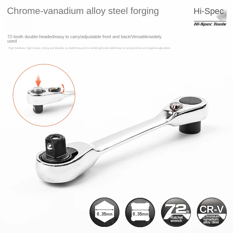 

1/4 Mini Ratchet Wrench Portable Screwdriver Bit Socket Wrench Handle 2-in-1 Universal Ratchet Spanner Hand Tools