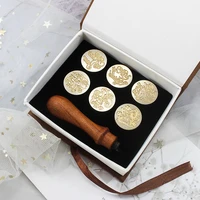 7pc retro wood stamp thank you sealing wax stamp gift box valentines day merry christmas birthday invitation antique seal stamp