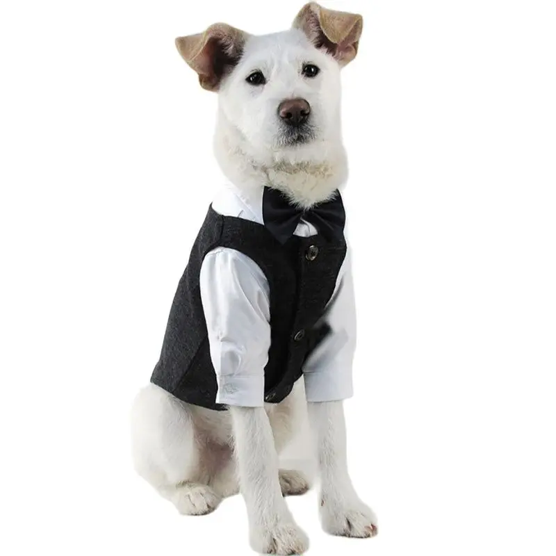 

Dog Tuxedo Dog Suit Wedding Party Bow Tie Shirt Formal Vest For Small Dogs Pet Outfit Halloween Christmas Costume Apparel