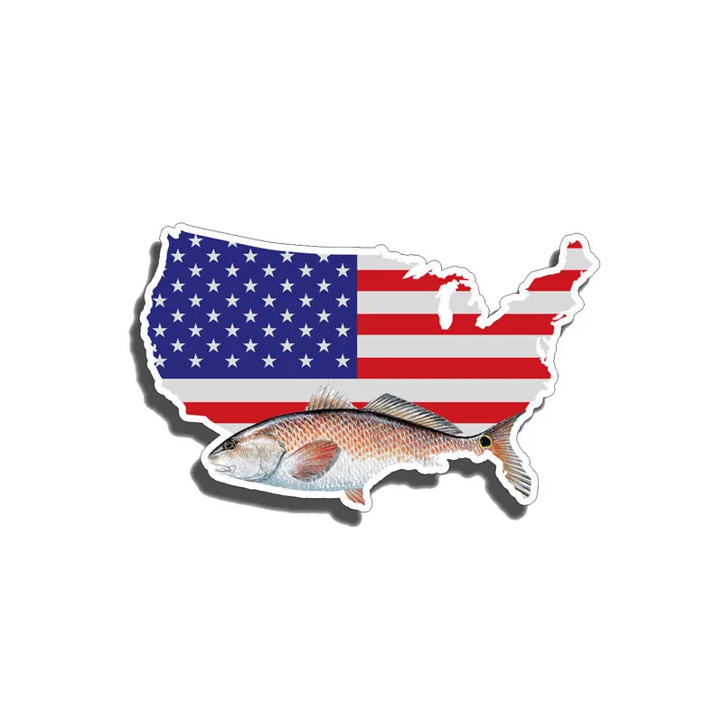 Популярная Наклейка на автомобиль американский флаг США красная рыба для кузова