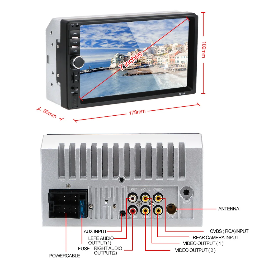 

Car Reversing Display 7010B /7012B/7018B Car 7" MP5/FM Player Touch Screen HD Multimedia Player 2Din Car Radio Player