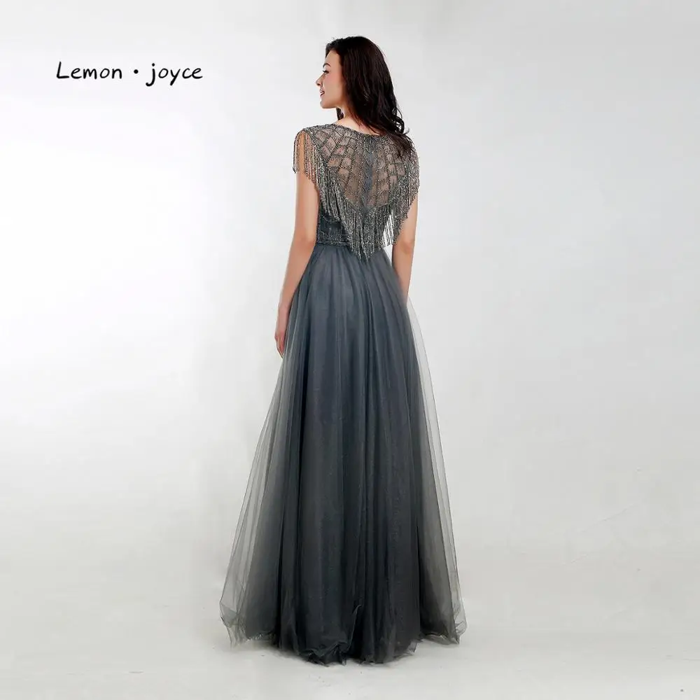 Lemon joyce Длинные вечерние платья 2020 для женщин с круглым вырезом бисером а силуэта