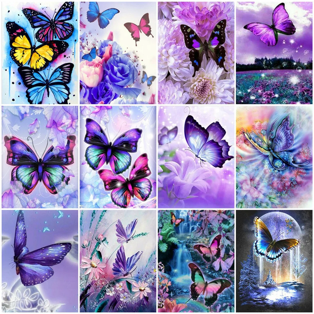 

HUACAN Painting By Numbers Flower Wall Art Acrylic Unique Gift On Canvas Picture By Numbers Butterfly Animal Decoration