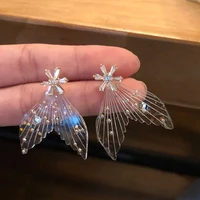 2020 chic korean crystal mermaid luxury drop earrings fashion women party wedding pendientes mujer jewelry
