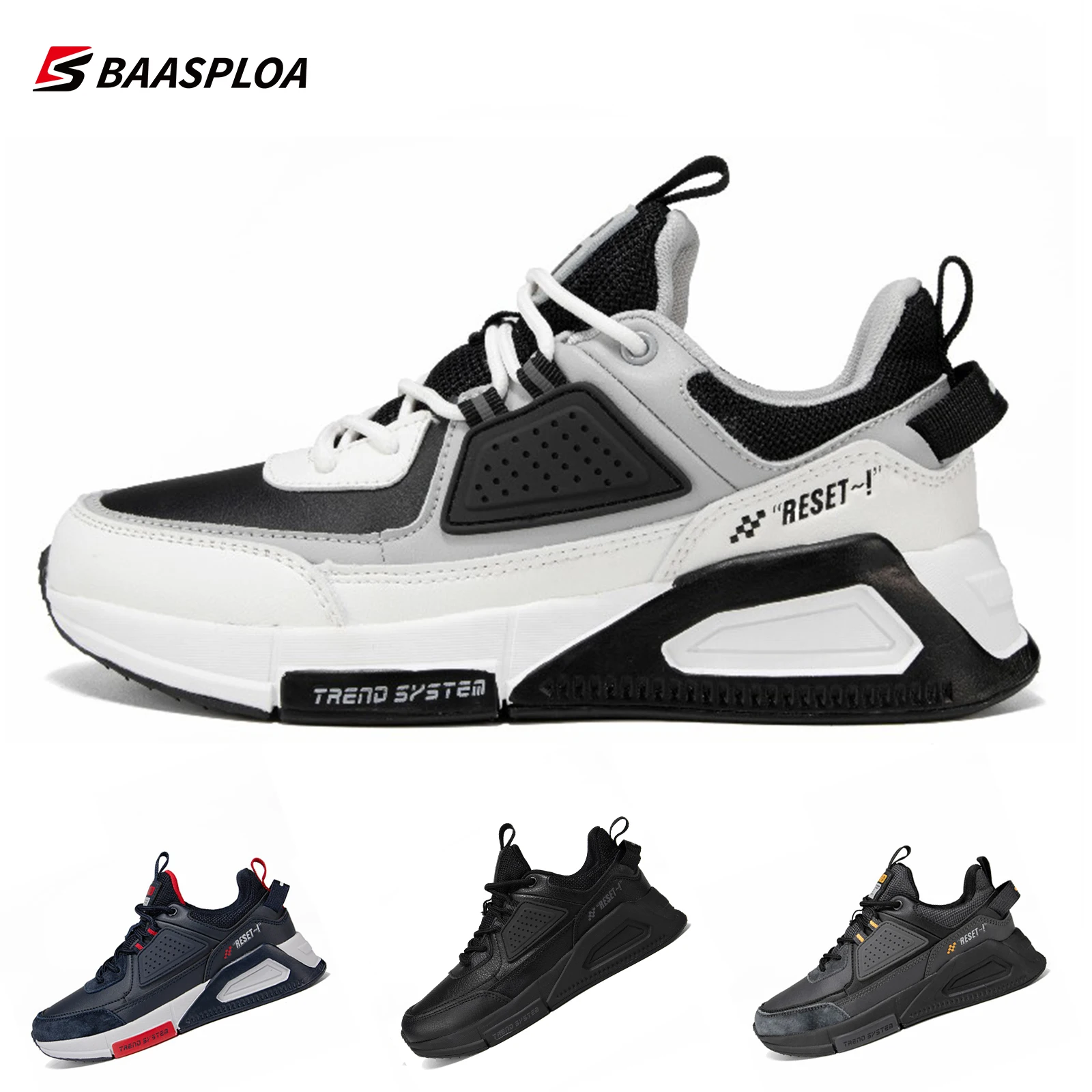 Baasploa 2021 New Fashion Ladies Sneakers Leather Lightweight  Non-slip Waterproof  Women Casual Shoes Female walking shoes