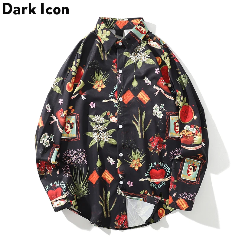 Мужская рубашка с коротким рукавом Dark Icon гавайская в стиле хип-хоп цветочным